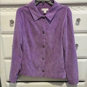 Christopher & Banks Light Purple Pattern Corduroy Button Up Women's Jacket-Large